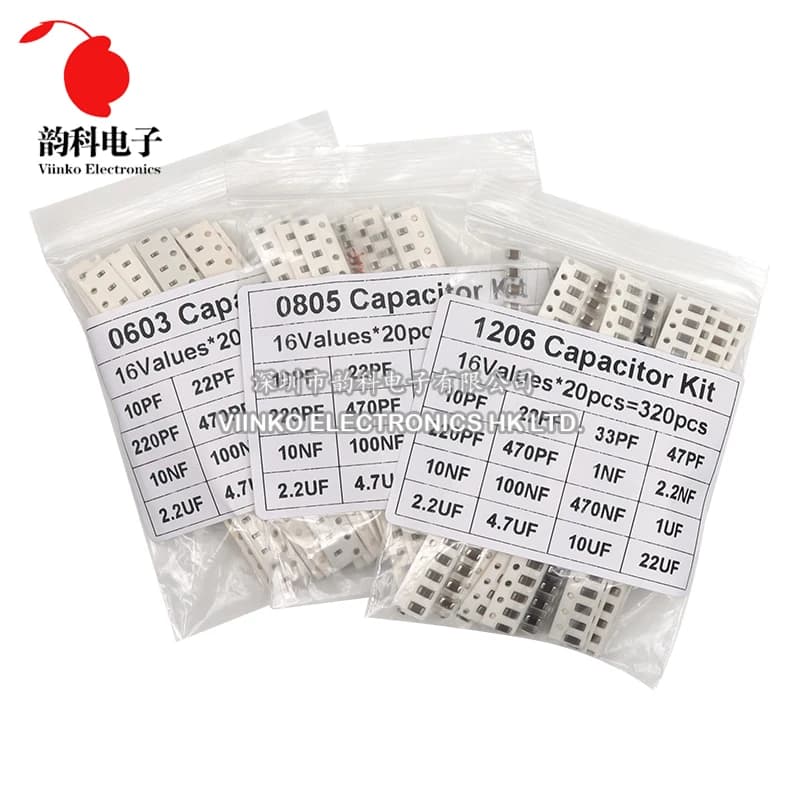 Kit assorti de condensateurs SMD 320, 720 pièces, 0603 0805 1206, 16/36/50 valeurs, 1PF - 10UF, ensemble de capacités 100NF 0.1UF 1UF 2.2UF 4.7UF