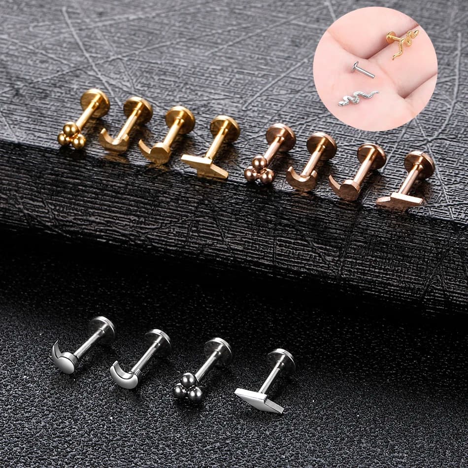 Boucle d'oreille en acier inoxydable, 1 pièce, Piercing de Tragus, barre à lèvres, Cartilage conque Daith Lobe, bijoux