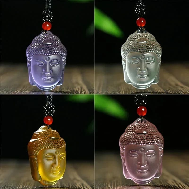 Pendentif Tête de Bouddha Sculpté en Clip Naturel Blanc et Jaune Rose, Collier, Bijoux, Breloque Aura, Amulette, Cadeau pour Homme