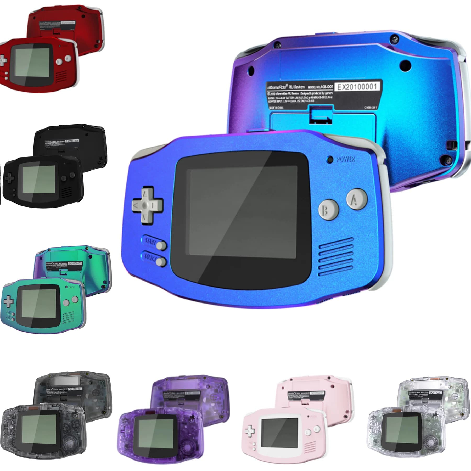 eXtremeRate IPS Ready Coque de remplacement améliorée Boutons de couverture complets pour Gameboy Advance - pour IPS et LCD standard