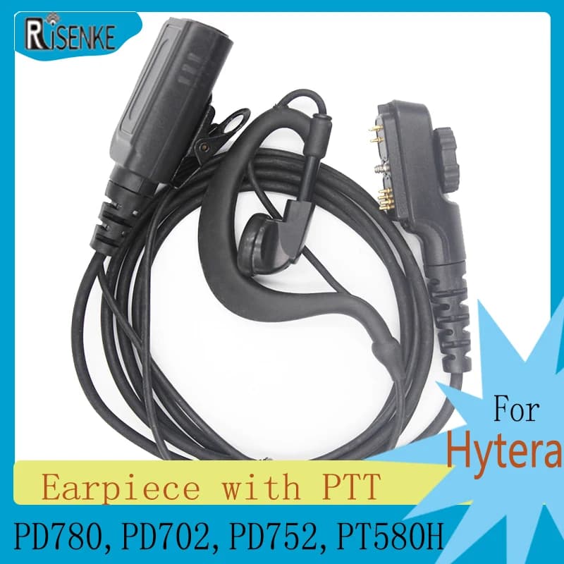 Casque d'écoute radio 2 voies pour Hytera, casque, talkie-walkie, écouteur avec PTT, PD780, PD780g, PD785, PD785g, PT580H, 6 broches