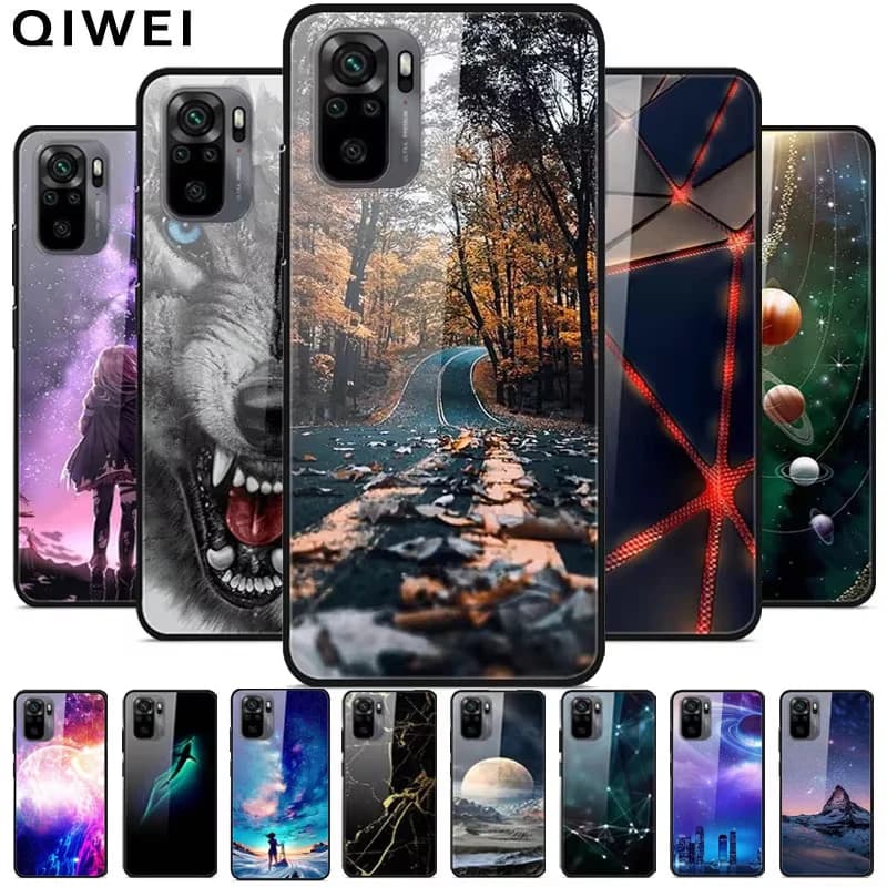 Coque rigide en verre trempé pour Xiaomi, compatible modèles Redmi Note 10 Pro, 10T, 5G, 4G, 10S