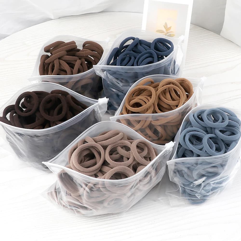 25/50 pièces d'élastiques en coton pour femmes, bande de caoutchouc douce et colorée, accessoires de coiffure pour enfants