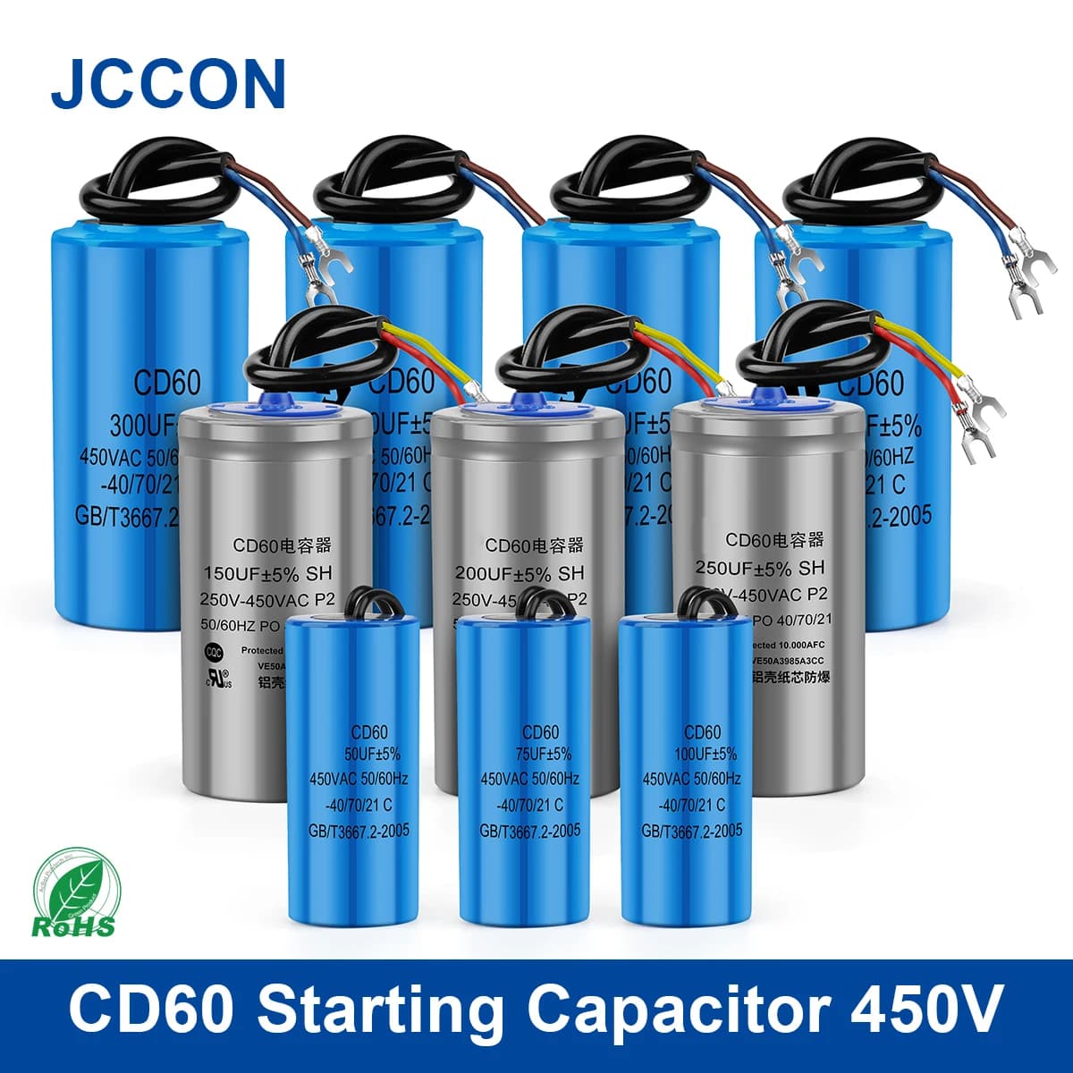2 pièces condensateur de démarrage CD60 450V 50/75/100/150/200/250/300/350/400UF condensateur de démarrage du moteur fonctionnement du moteur