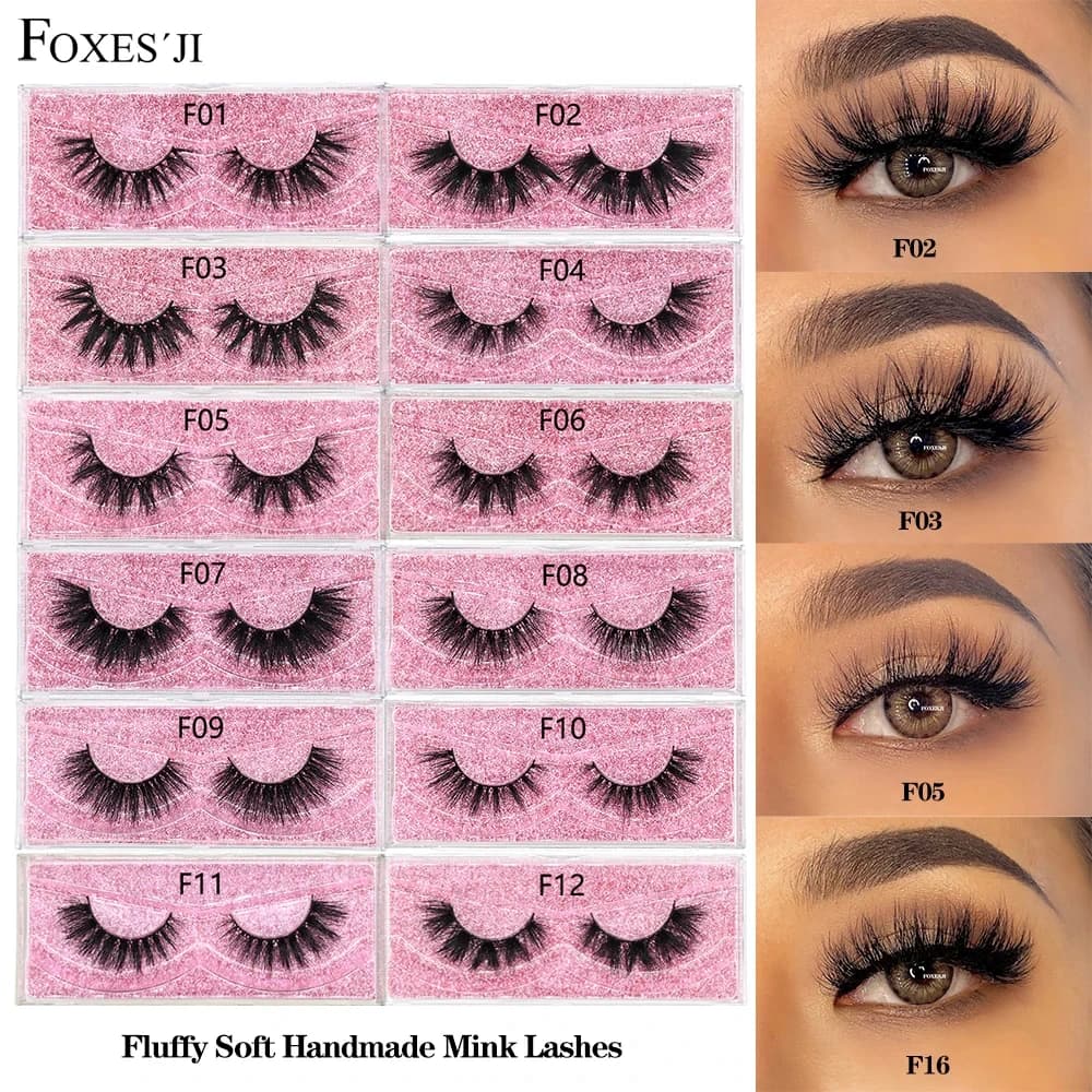 FOXESJI – faux cils naturels, extensions de cils duveteux, fluffy, doux, épais, 3D vison, accessoires de maquillage, faux cils yeux de biche, réutilisables