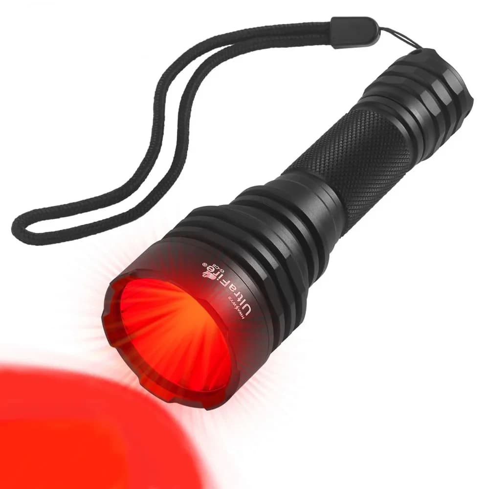 UltraFire C8 Lampe Torche Lumière Rouge 620nm LED Chasse Mode Unique Vision Nocturne Tactique pour Coyote Sanglier Astronomie Étanche