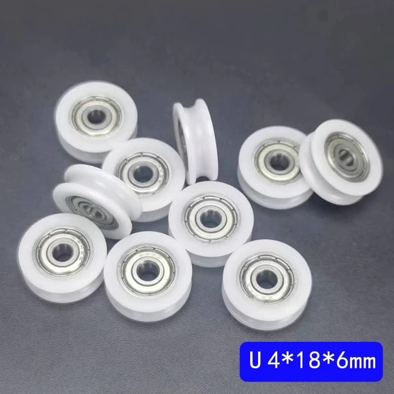10 rouleaux à gorge en U en POM recouvert de nylon, roulements à gorge profonde 604zz 624zz 695zz 625z pour applications de mouvement fluide