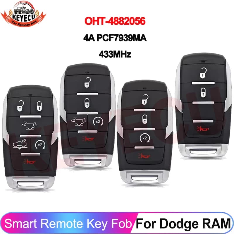 KEYECU OHT-4882056 pour Dodge RAM 1500 Pickup Limited 2019 2020 2021 2022 2023 2024, clé télécommande intelligente sans clé avec puce 4A, 68442907