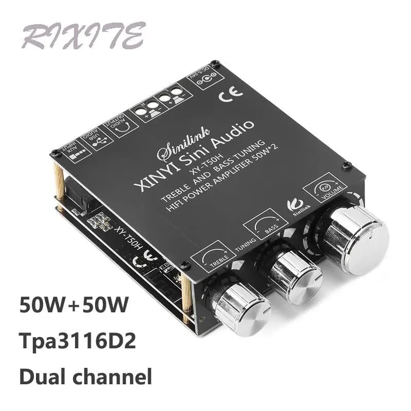 Carte amplificateur de caisson de basses Bluetooth 5.0 TPA3116D2 50W+50W, amplificateur audio stéréo haute puissance 2.0 canaux, AUX USB, amplificateur de voiture T50L T50H
