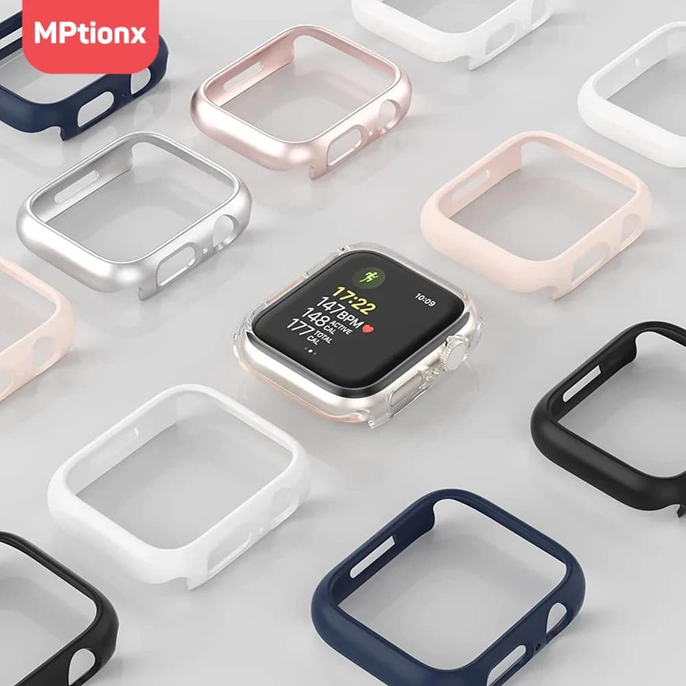 Housse mate pour Apple Watch 45mm 41mm 38mm 42mm 40mm 44mm, cadre de protection de pare-chocs en PC dur pour iWatch SE 9 8 7 6 5 4 3 2 1