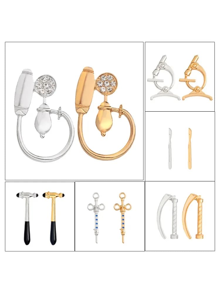 Épingle en émail pour artistes médicaux, seringue, scalpel, microscope, marteau, Hijab, épinglette, insigne de sac à dos, infirmière, médecin, bijoux, cadeau