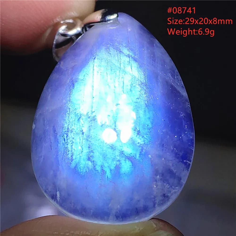 Collier pendentif pierre de lune bleue naturelle pour hommes et femmes, perle narclaire, bijoux rares, mode, uto AA