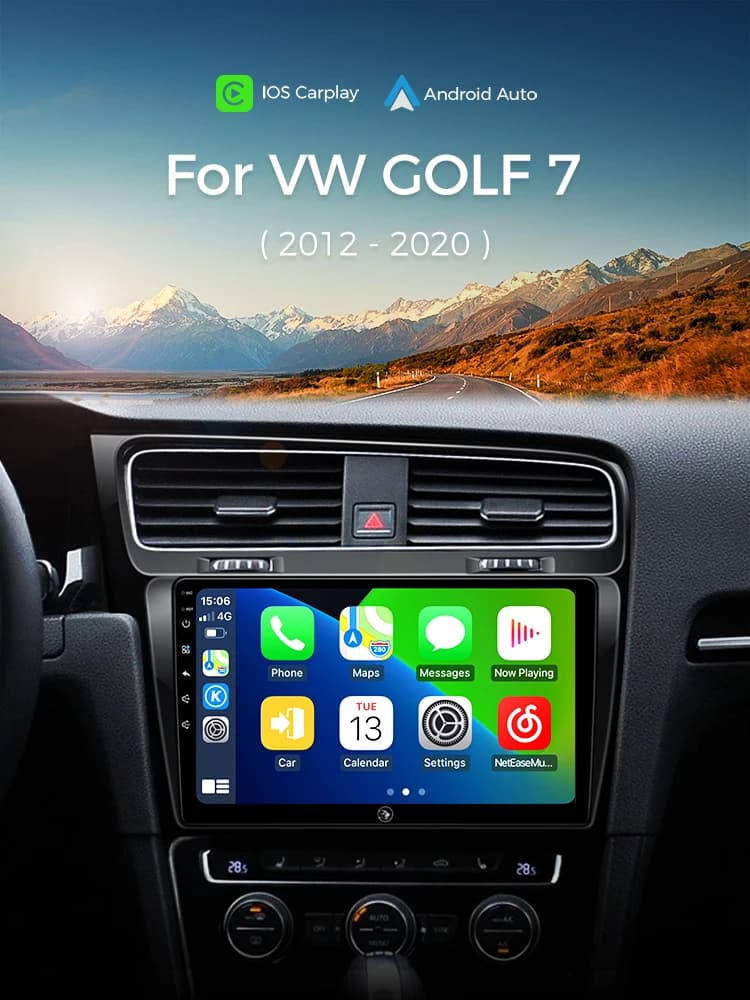 Ainavi autoradio pour Volkswagen VW Golf 7 MK7 GTI 2012 2013 -2020 sans fil Carplay Android Auto multimédia GPS 2 Din autoradio