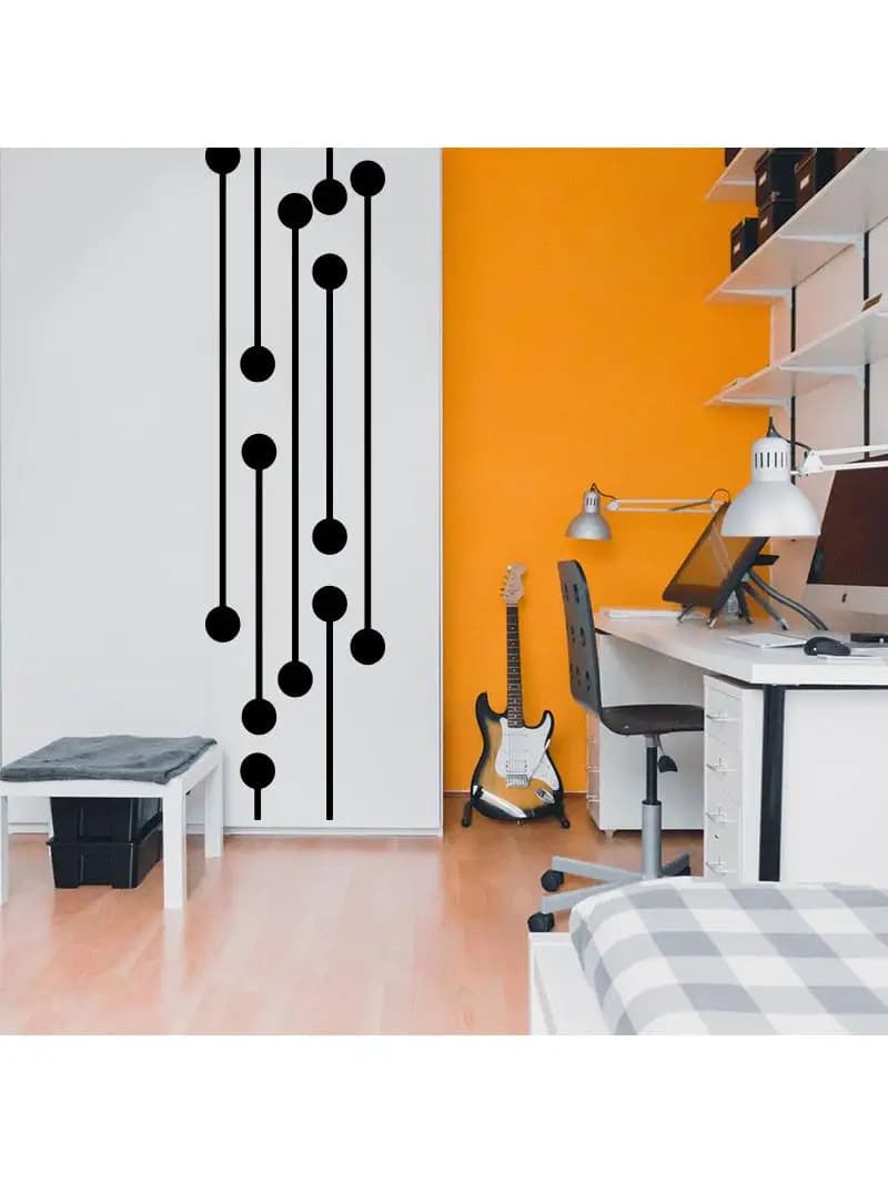Grand autocollant mural de circuit numérique géométrique, décalcomanie murale en vinyle, bureau, salon, chambre d'enfant, salle de jeux, décoration d'intérieur