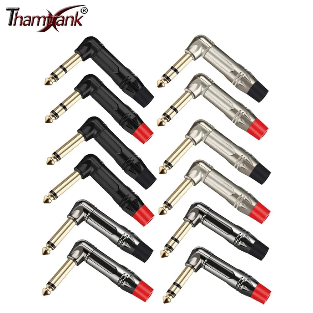 Connecteur de fil Jack Mono/stéréo, prise mâle à Angle droit de 6.35mm, pour guitare, Microphone, micro, connecteur Audio, vente en gros d'usine, 2 pièces/lot