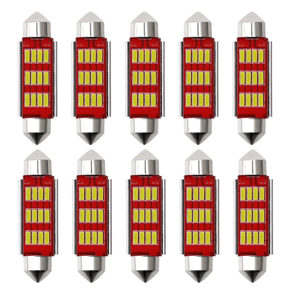 Ampoule Led Canbus C5W C10W, 4014 puces, 31mm, 36mm, 39mm, 41mm, guirlande lumineuse, dôme intérieur, lampes de lecture 6000K, blanc pur, 10 pièces