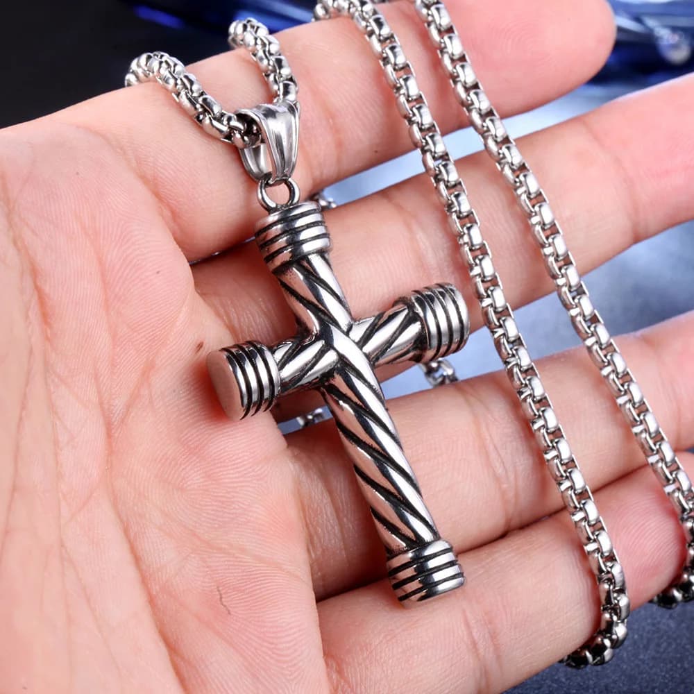 Collier pendentif croix en acier inoxydable pour hommes, Version coréenne, pendentif religieux chrétien Punk, bijoux cadeau