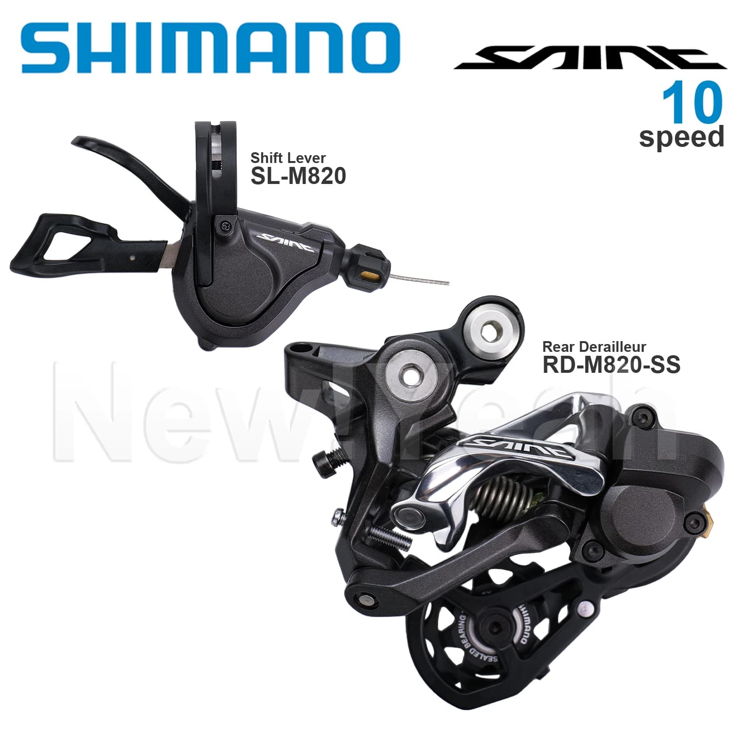 Groupe Shimano Saint M820 10 vitesses avec levette de vitesses SL-M820 et dérailleur arrière RD-M820-SS, pièces d'origine.