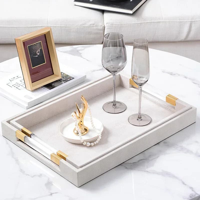 Présentoir à Bijoux Rectangulaire en Métal EscalLeather Acrylique Gary, Assiette de Service, Rangement, Décoration de Maison et de Cuisine, EvaluSupplies