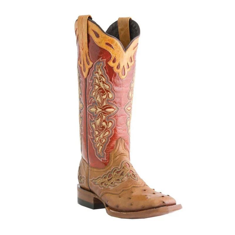 Cuir brodé Western Cowboy rétro Cowgirl bottes talons bas genou bottes hautes femme Footwea