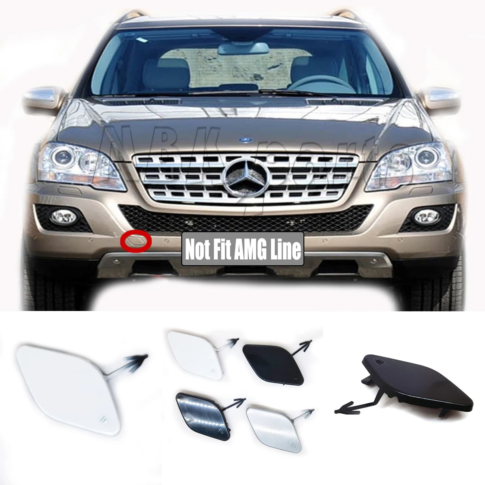 Couvercle de remorquage avant A, adapté à 09-12 mercedes-benz ML W164/X164 Facelift 280 300 320 350 420 450 500 63AMG 1648853423