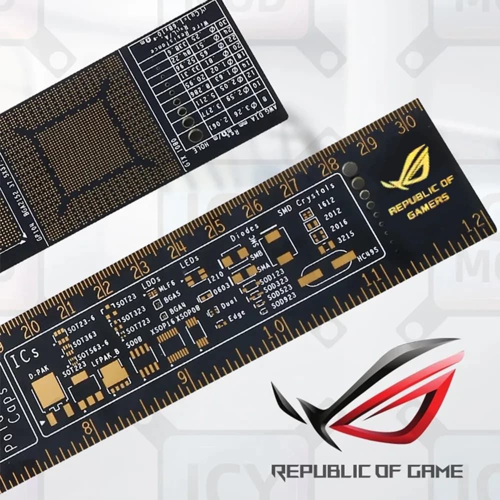 Règle métallique de 30 cm style ROG NVIDIA, outil de mesure pour matériel PC, échelle décorative pour DIY et MOD informatiques
