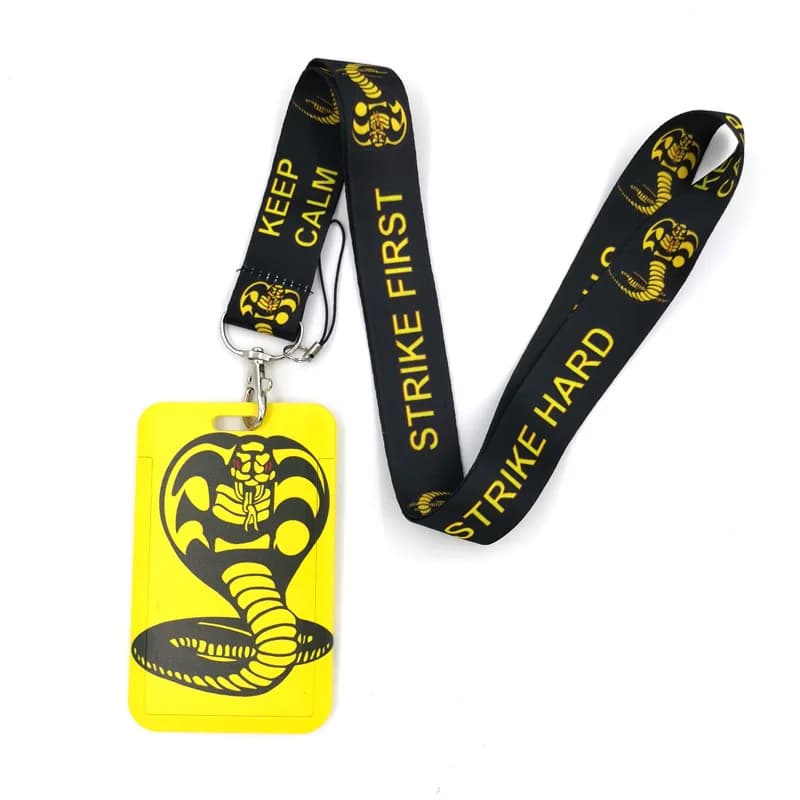 Cobra Kai serpent lanière carte de crédit porte-carte d'identité sac étudiant femmes voyage carte couverture Badge voiture porte-clés cadeaux accessoire décorations
