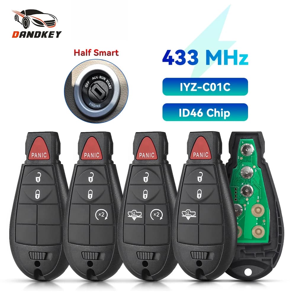 Clé télécommande intelligente 433Mhz, IYZ-C01C degrés, pour Chrysler, Jeep, Dodge, chargeur de véhicule, Challenger, Durango, Grand, caravane