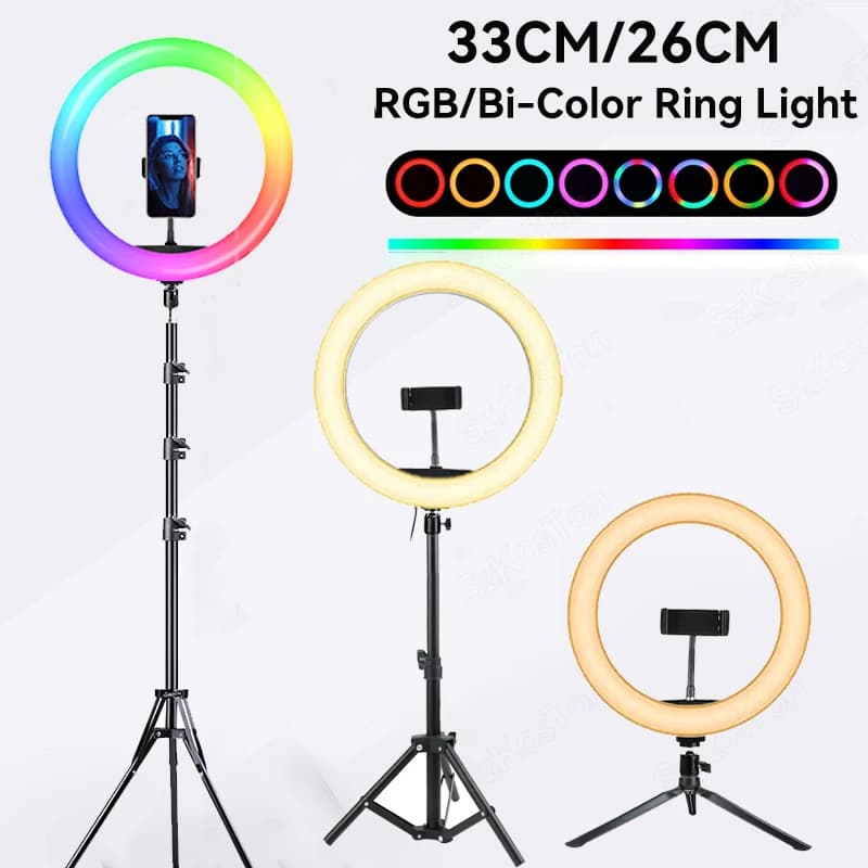 Anneau lumineux à intensité variable avec trépied, lampe à selfie, éclairage photographique, studio vidéo, maquillage en direct, YouTube, 10 ", 13"