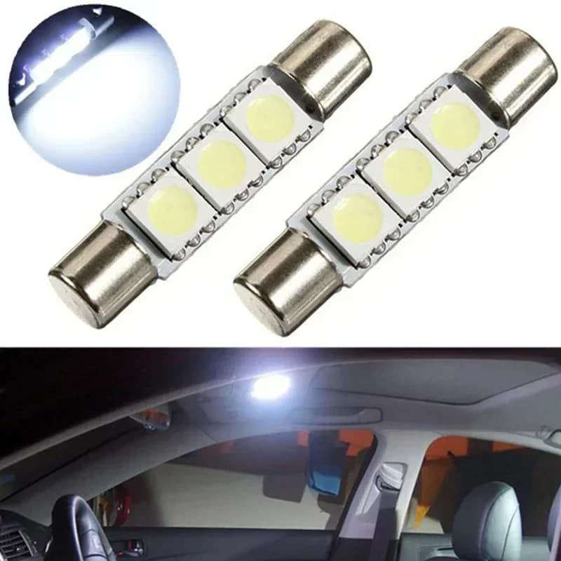 2 pièces feston LED 28mm 31mm C5W voiture LED lumière intérieure T6 3SMD 5050 dôme lumières lecture plaque d'immatriculation lumières 4300K blanc