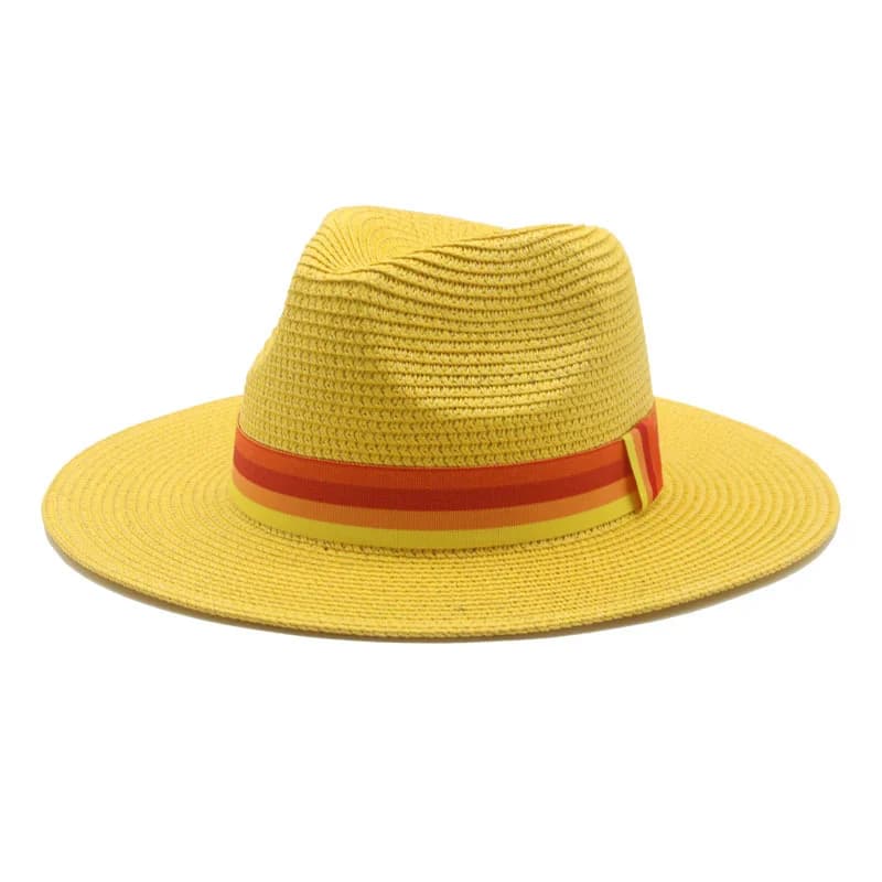 Chapeaux d'été pour femmes et hommes, bande De ruban à large bord, chapeaux De soleil kaki noir blanc, Protection solaire décontractée Panama, chapeau De plage