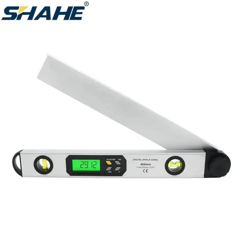 SHAHE Détecteur d'angle numérique 0-225 ° Rapporteur numérique avec règle de mesure, outil de niveau à bulle horizontal et vertical
