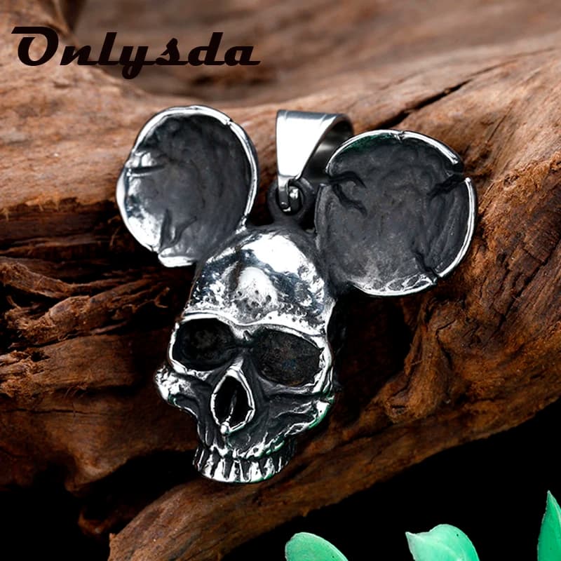 Collier avec pendentif en forme de crâne pour hommes, breloques en acier inoxydable, style hip hop Rock coulissant, bijoux squelette, nouvelle collection, vente en gros