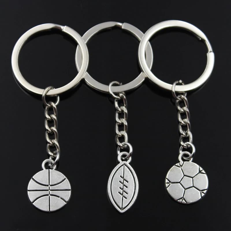 Porte-clés en argent pour hommes, porte-clés de football, porte-bague de baseball, souvenir de bijoux de voiture, cadeau de bricolage, document à la mode