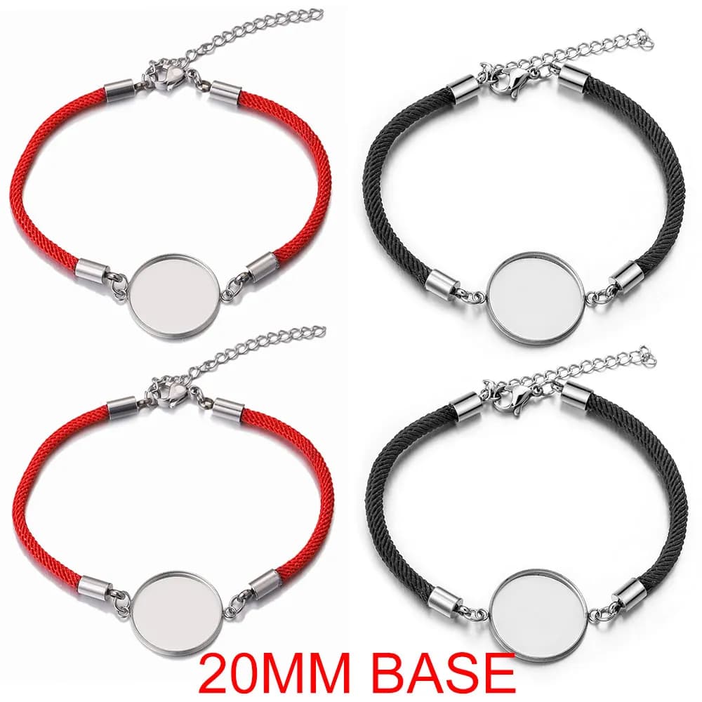 Lot de 5 bracelets ronds en corde d'acier inoxydable, Base de Cabochon de 20mm pour Bracelets, fournitures de fabrication de bijoux, articles en vrac, vente en gros