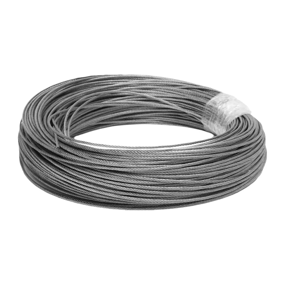 Câble métallique en acier inoxydable 304, 50M/100M, câble de levage de pêche souple, 7x7, corde à linge 1mm/ 1.5mm/2mm