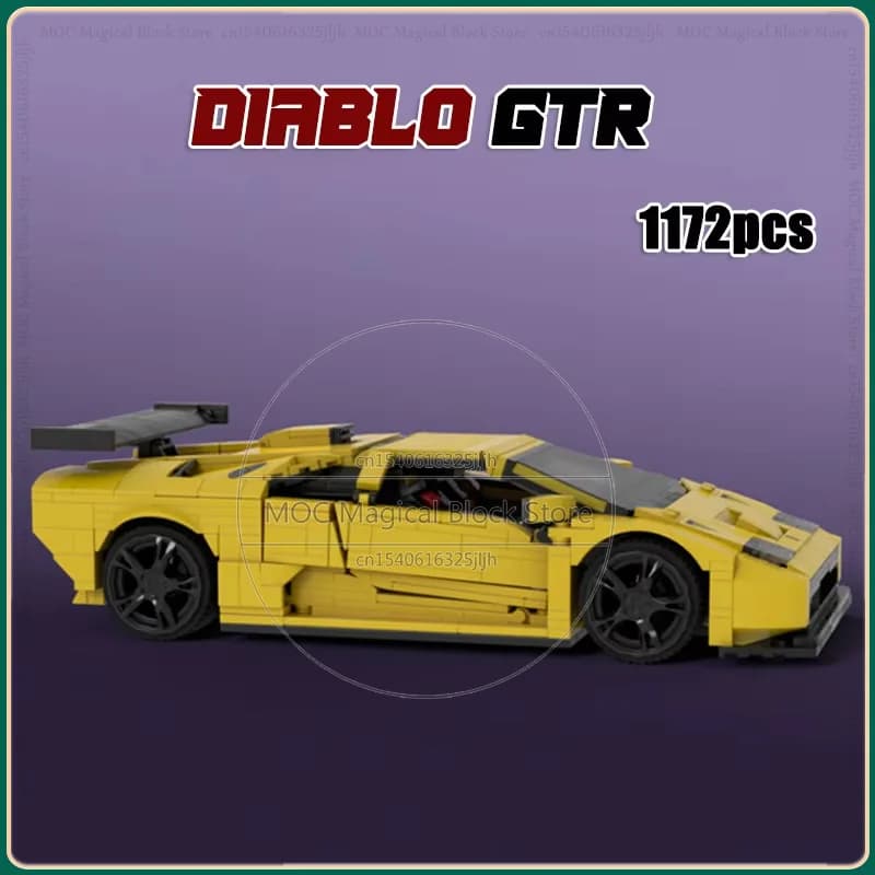 Blocs de construction MOC, voiture de ville de vitesse, briques technologiques, véhicule de course jaune, ensembles d'assemblage, Collection de jouets, affichage, cadeaux de noël