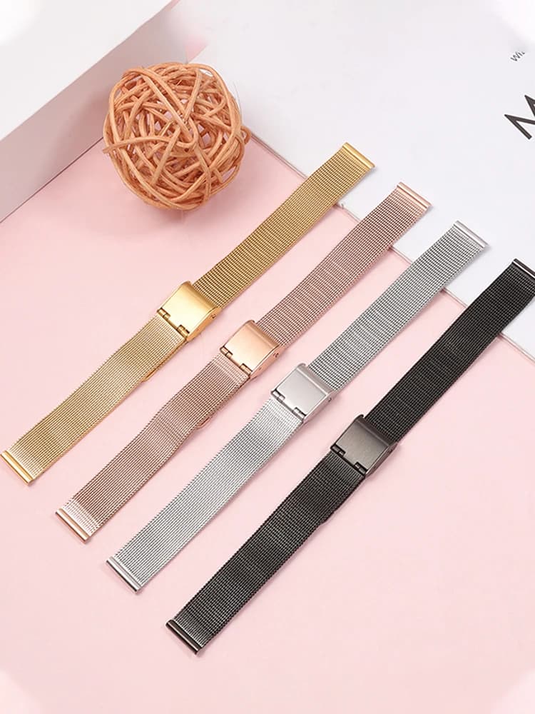 Bracelet de montre milanais en acier inoxydable pour homme et femme, bracelets fins, 6mm, 8mm, 10mm, 12mm, 13mm, 14mm, 15mm, 16mm, 18mm, 20mm, 22mm, 24mm