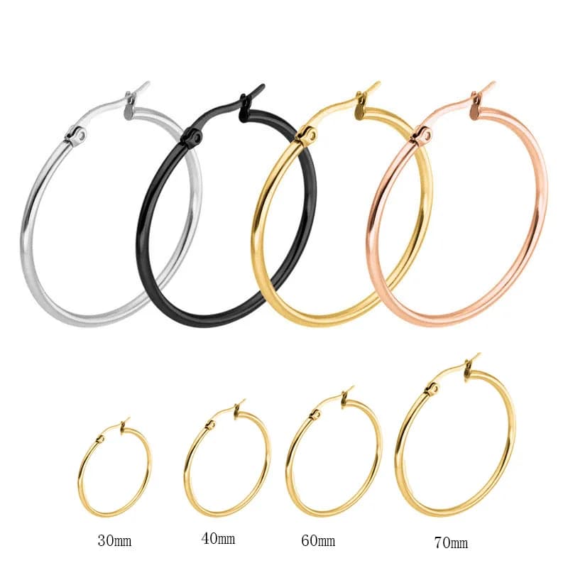 Boucles d'oreilles en acier inoxydable couleur or 2018 pour femmes, petites ou grandes boucles d'oreilles, cadeau de fête Rock, deux couleurs en gros