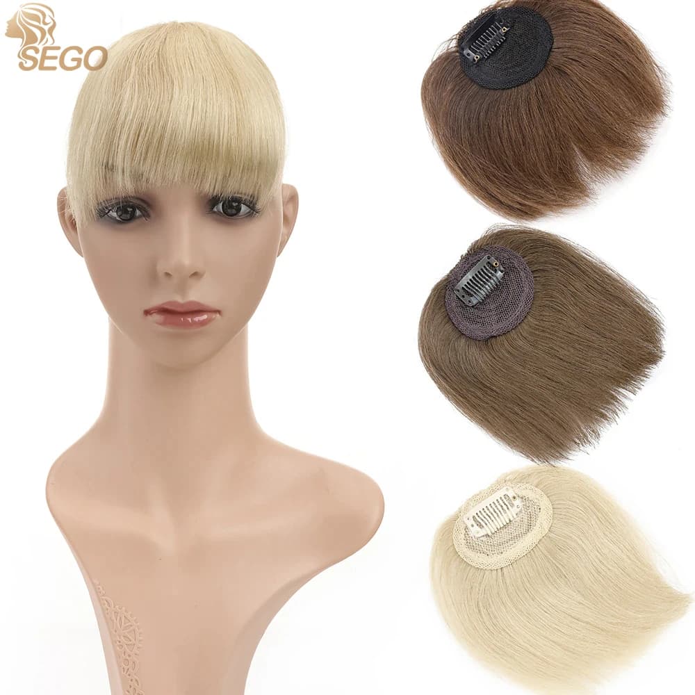 SEGO8G-Mini Frange à Clips Lisses, Extension de Cheveux Humains Remy, Top Pièces, Cheveux Brésiliens Blonds, Franges Avant de Document
