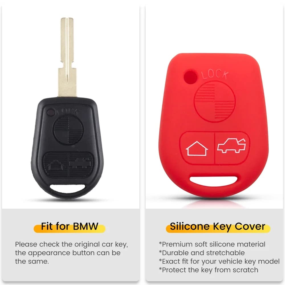 EllYYOU-Coque de porte-clés en caoutchouc de silicone pour BMW, Bery X5, M3, 530i, 330i, 330xi, E31, E32, E34, E36, E38, E39, E46, Z3, Z4, E90, E60, 3 boutons