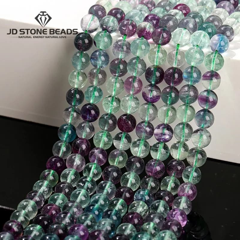 Perles en Fluorite naturelle colorée, pierres précieuses de haute qualité pour la fabrication de bijoux, 4, 6, 8, 10, 12mm, offre spéciale