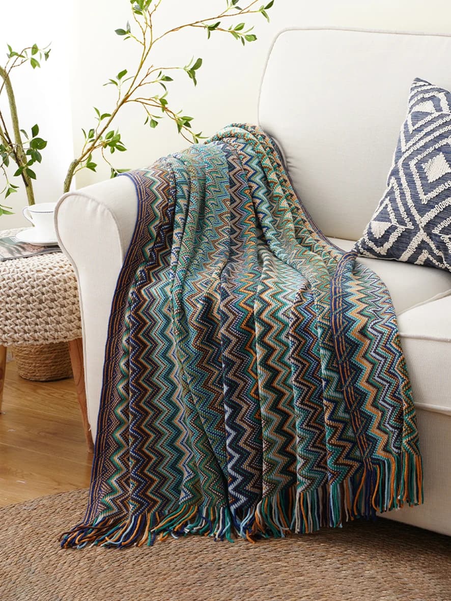 Couverture Battilo Boho légère en tricot avec pompons, couverture de canapé bohème tissée, couverture de lit douce, couverture décorative