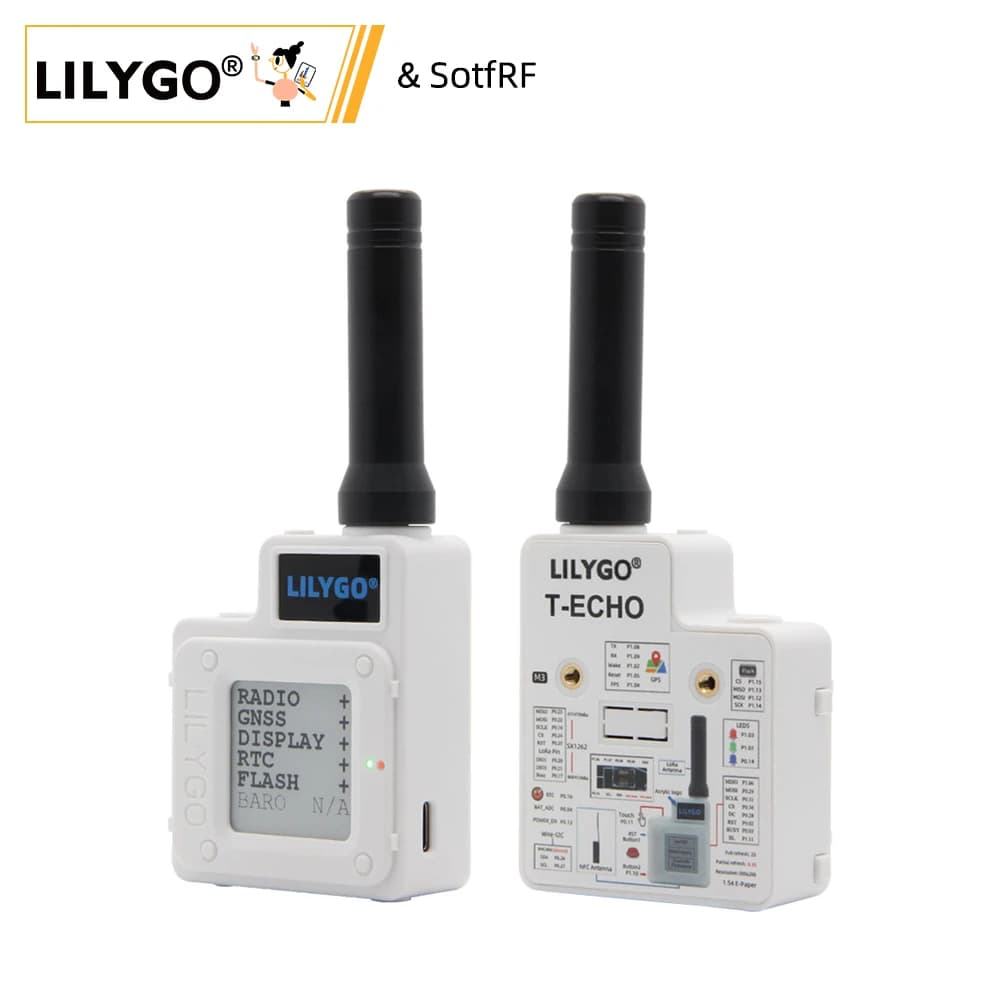 LILYGO® TTGO SotfRF T-Echo – Module sans fil SotfRF t-echo NRF52840 LoRa SX1262 433/868/915MHz L76K GPS 1.54 e-papier capteur BME280 pour Arduino