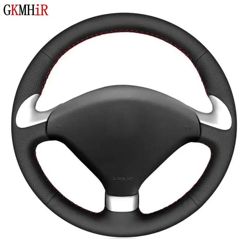 Housses de volant de voiture en cuir véritable noir souple, pour Peugeot 307 CC 2004-2009 307 SW 2004-2009 407 407 SW 2004-2009