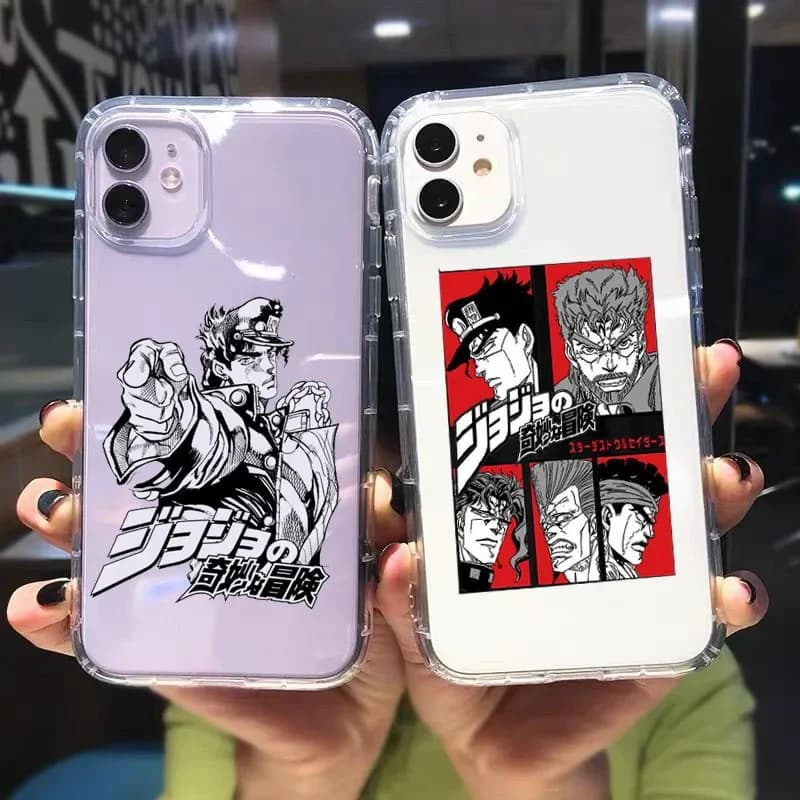 JAMULAR JoJo's Bizarre Adventure Coque de téléphone transparente pour iPhone 11 12 13 Pro X XS MAX XR SE20 7 8 6Plus Mignon Anime Coque Souple