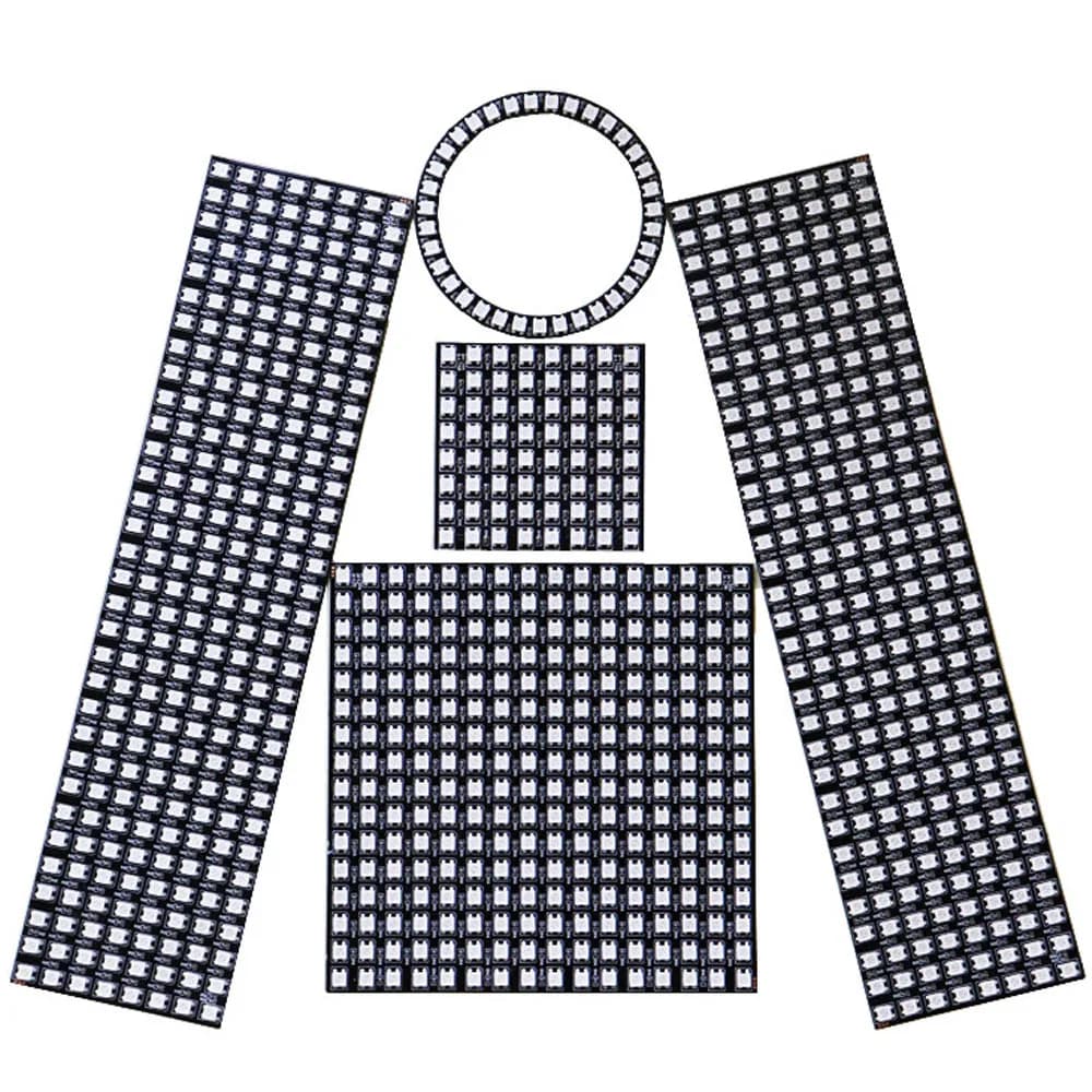 Panneau Lumineux Numérique Flexible et Adressable, RVB, WS2812B, 8x8, 8x32, 16x16,WS2812BLed Pixel Ring DC5V