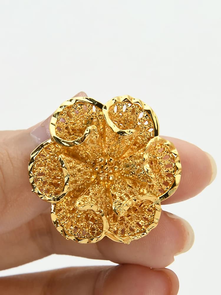 ANIID-Bague en or de Dubaï pour femme brésilienne, document en or 24 carats, mariée arabe, éthiopienne, gros bijoux nigwin, marocaine, rebrodée
