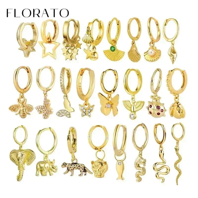 Boucles d'oreilles en argent Sterling 925, pendentif animal papillon/éléphant/coquille, pour femmes, accessoires de bijoux à la mode