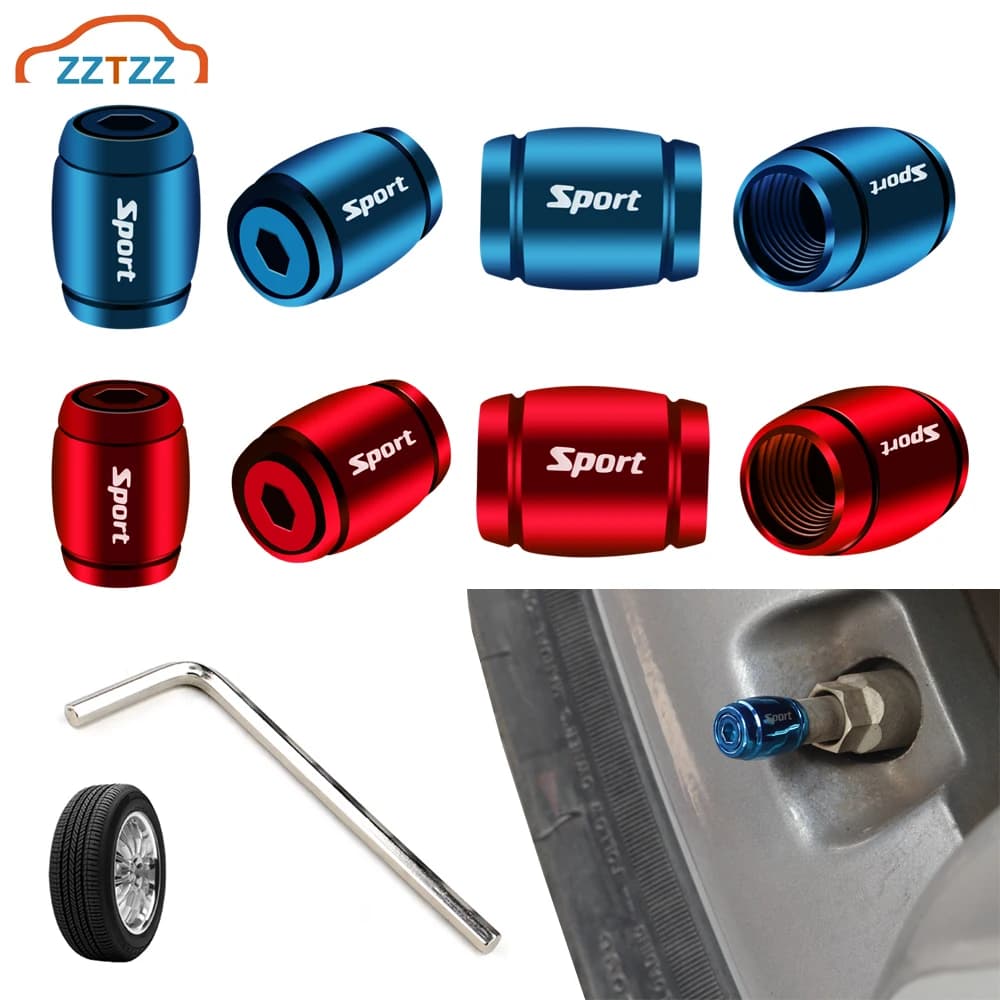 Capuchon de tige de Valve de pneu de voiture, 4 pièces, couvercle de tige d'air, Anti-poussière et Anti-vol, en aluminium coloré brillant
